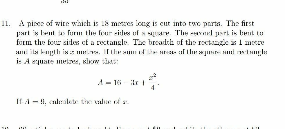 An electrician cuts an 18 ft piece of wire into two pieces. One piece is 14  ft longer than the other. How long are the pieces? - Quora