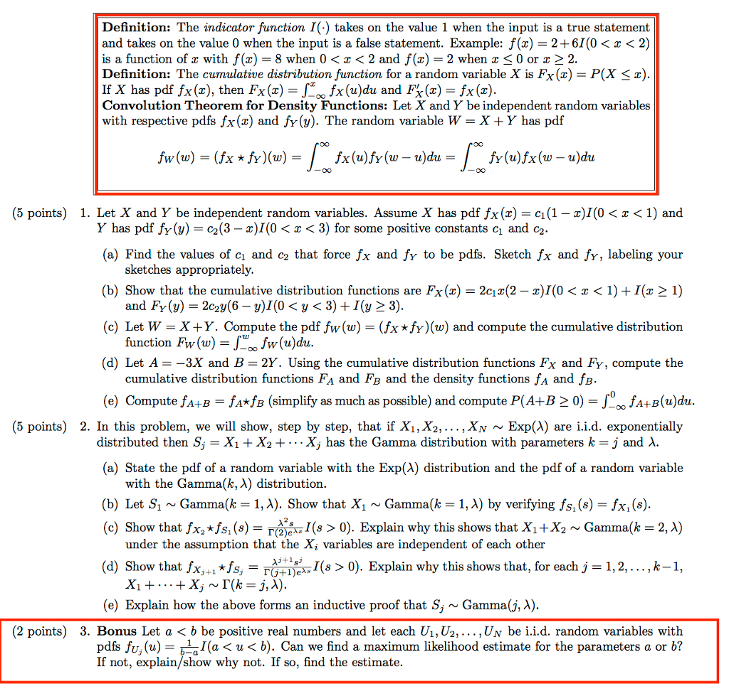 Solved The Indicator Function I Dot Takes On The Value 1 Chegg Com