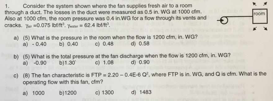 What Is Cfm >> Solved 1 Consider The System Shown Where The Fan Supplies What Is Cfm >> Solved 1 Consider The System Shown Where The Fan Supplies