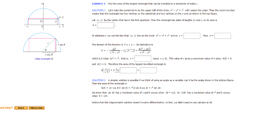 Solved Find The Area Of The Largest Rectangle That Can Be
