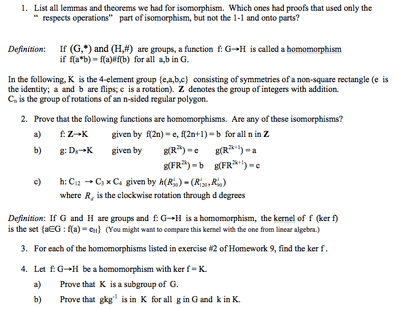Solved List All Lemmas And Theorems We Had For Isomorphis Chegg Com