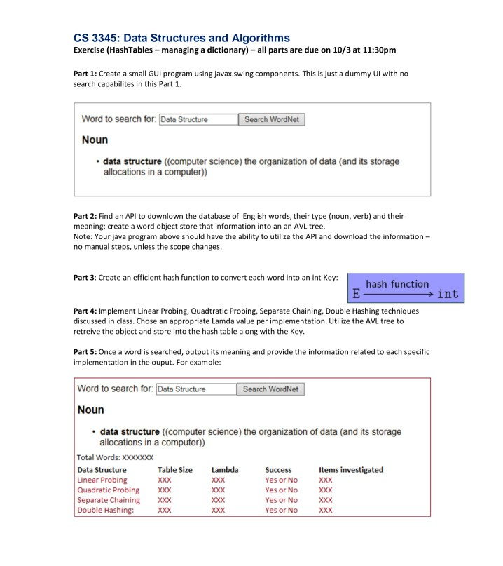 Solved Exercise Hashtables Managing A Dictionary Crea