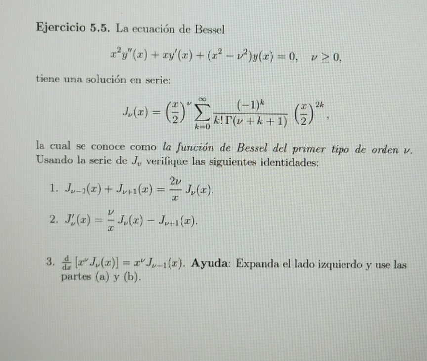 Solved Using Bessels Equation X 2y X Xy X X 2 V 2 Y Chegg Com