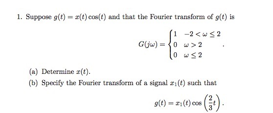 Solved 1. Suppose G(t) = X(t) Cos(t) And That The Fourier