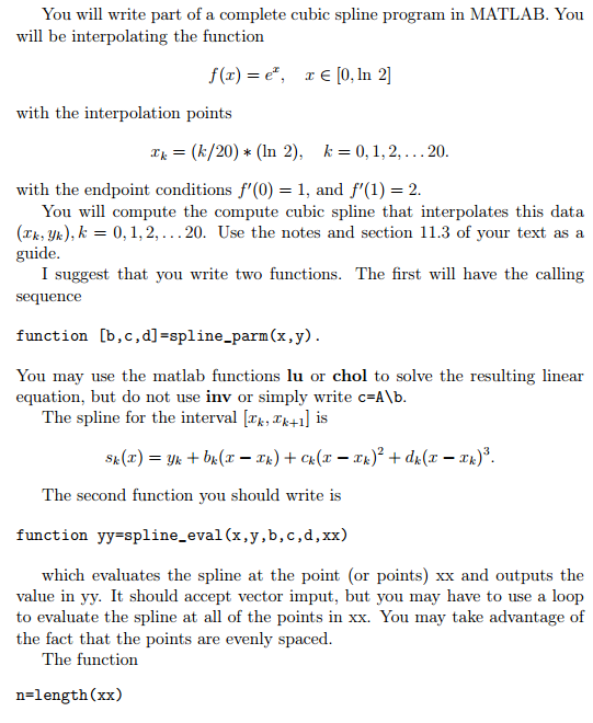 spline (MATLAB Functions)