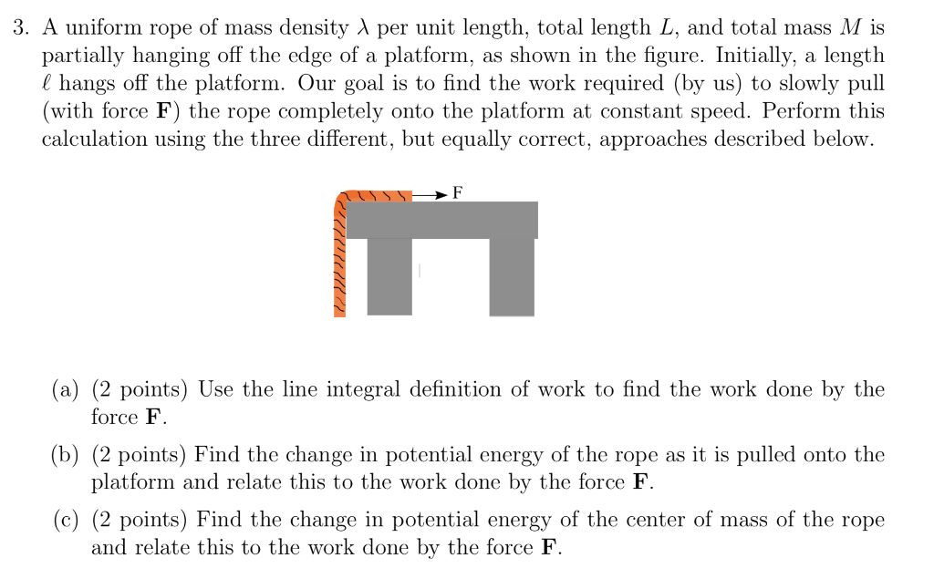 Solved: 3, A Uniform Rope Of Mass Density λ Per Unit Lengt ... Solved: 3, A Uniform Rope Of Mass Density λ Per Unit Lengt ...