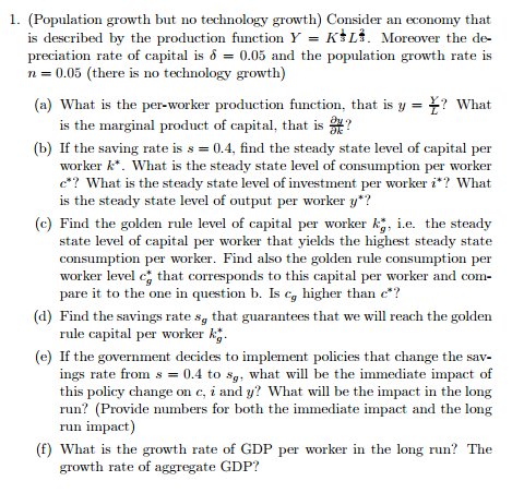 Solved Consider An Economy That Is Described By The Produ Chegg Com