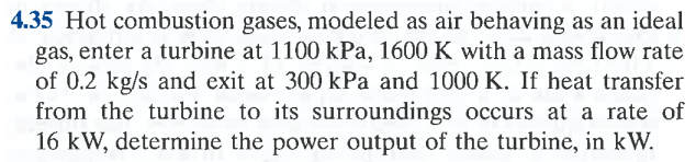 4 35 Hot Bustion Gases Modeled As Air Behaving As Chegg 