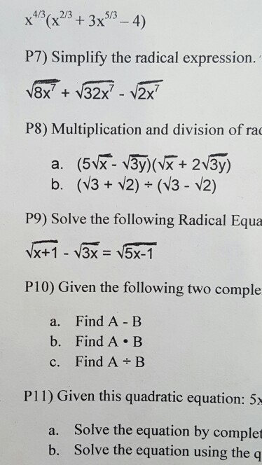 Solved X 4 3 X 2 3 3x 5 3 4 Simplify The Radical Ex Chegg Com