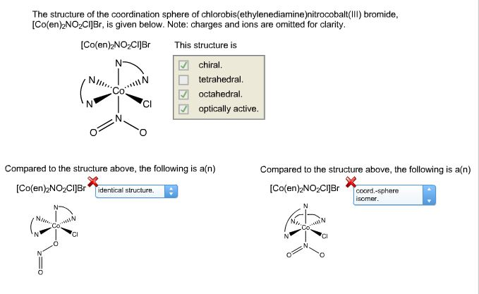 Solved The structure of the coordination sphere of | Chegg.com