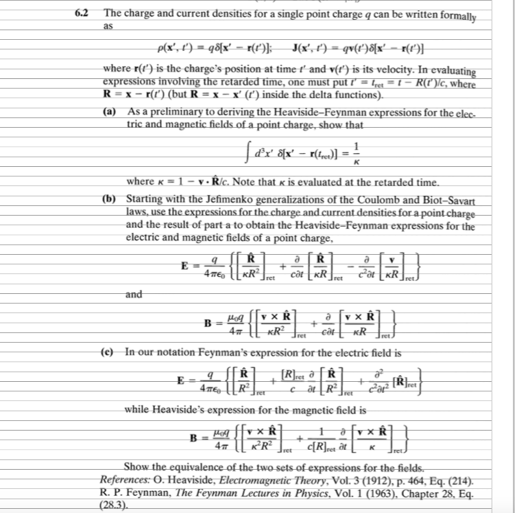 Solved The Charge And Current Densities For A Single Poin Chegg Com