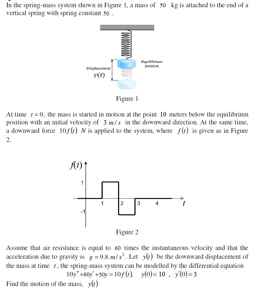 In the spring-mass system shown in Figure 1, a mas