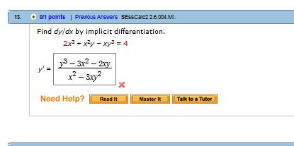 Find Dy Dx By Implicit Differentiation 2x 3 X 2y Chegg Com