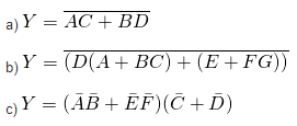 b) y = (D(A + BC) + (E + FG))