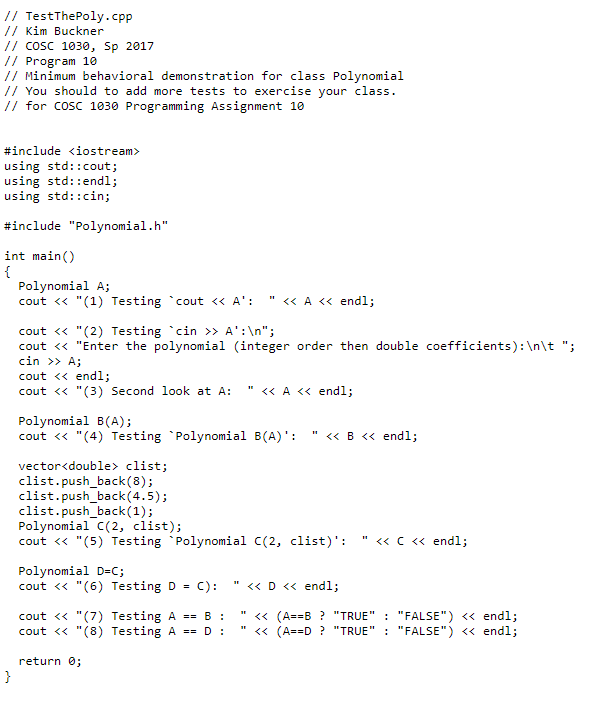 Polynomial class c++ dynamic array image