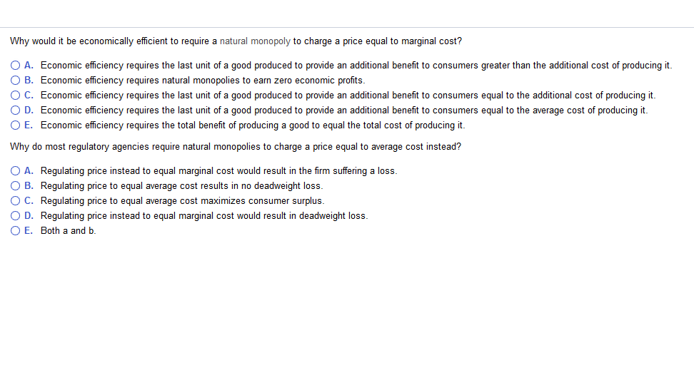 Solved Why Would It Be Economically Efficient To Require A Chegg Com
