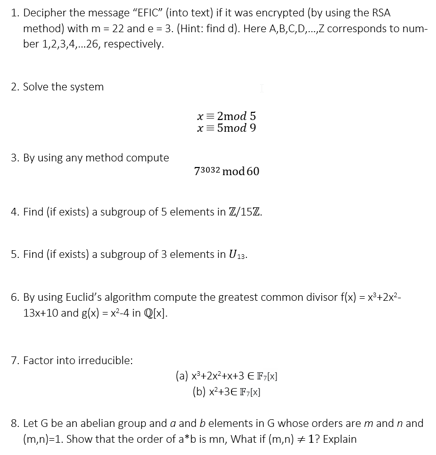 Solved 1 Decipher The Message Efic Into Text If It W Chegg Com