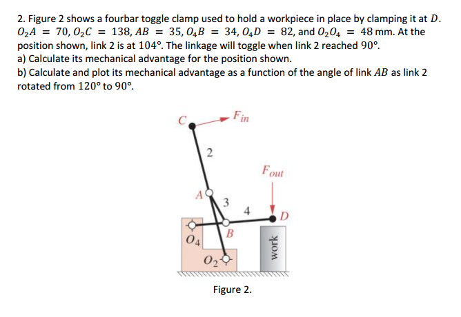 Solved: A Four-bar Toggle Clamp Used To Hold A Workpiece I... | Chegg.com