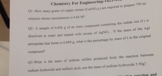 Solved How Many Grams Of Copper Nitrate (Cu(NO3)2) Are Re