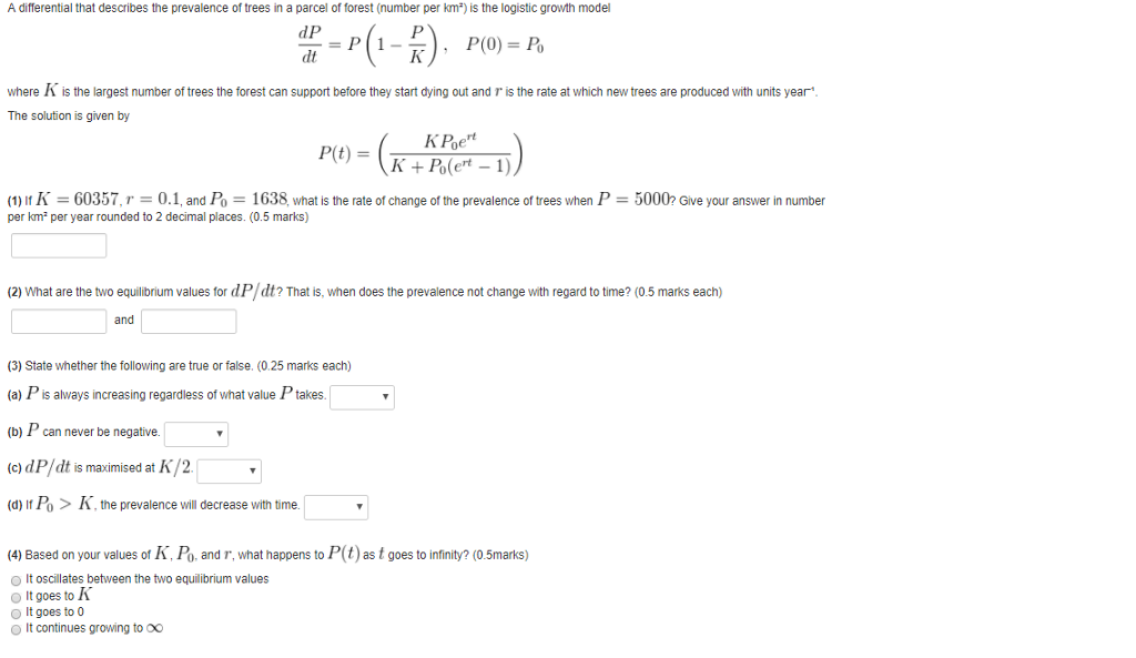 Solved A Differential That Describes The Prevalence Of Tr