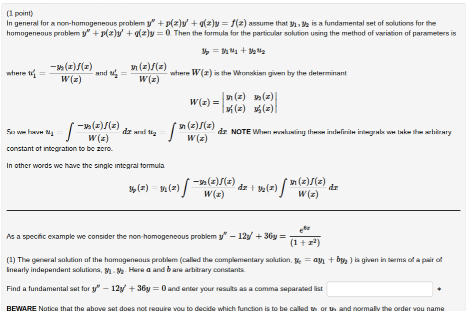 Solved As A Specific Example We Consider The Non Homogene Chegg Com