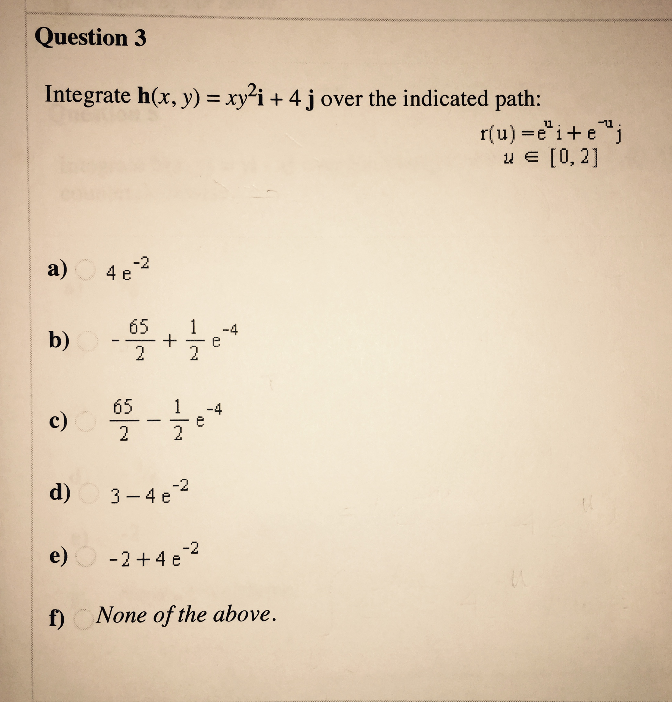 Solved Question 3 Integrate H X Y Xy 2i 4 J Over Th Chegg Com