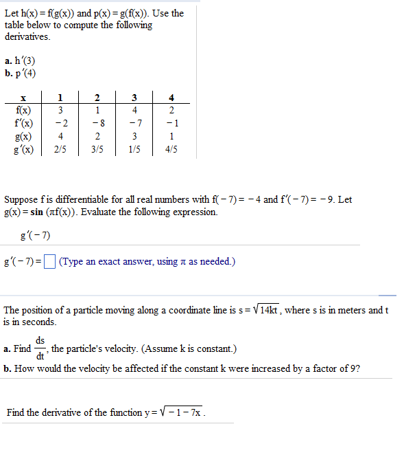 Solved Let H X F G X And P X G F X Use The Table Chegg Com