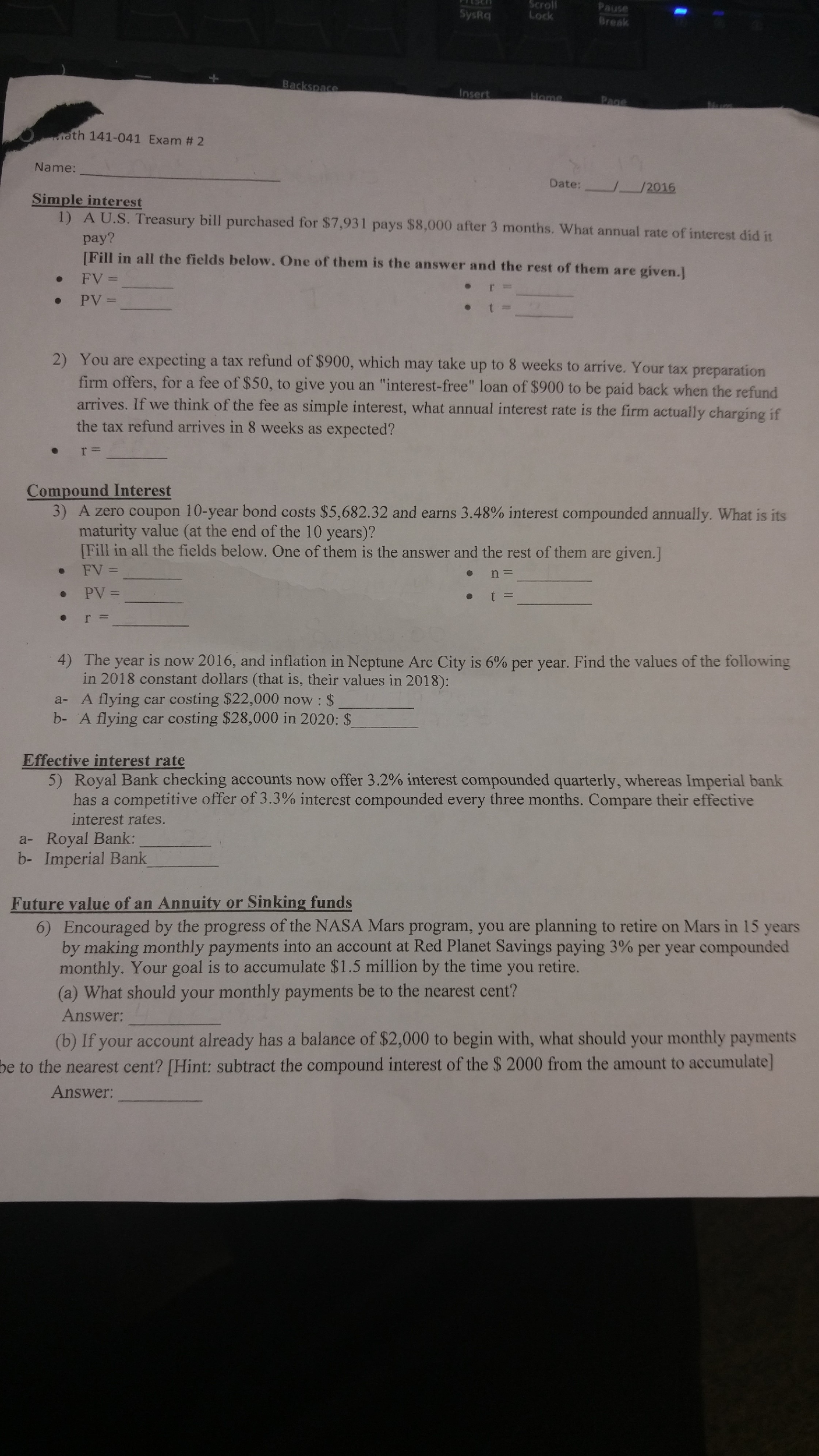 Programmi Solved: Name: Lath F4 F2 2 141-041 # Exam Linear ...