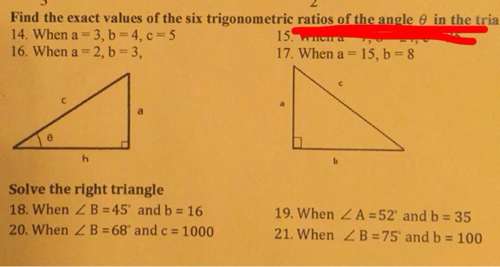 Solved Find The Exact Values Of The Six Trigonometric Ratios Chegg Com