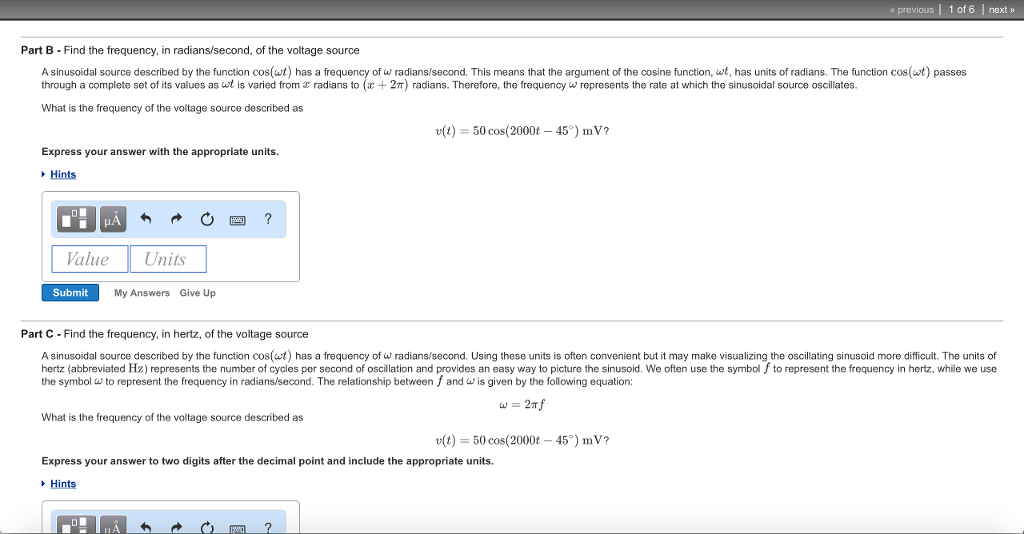 Solved The Sinusoidal Source Learning Goal To Identify V Chegg Com