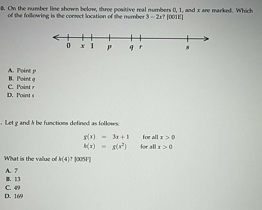 Solved 0. On the number line shown below, three positive