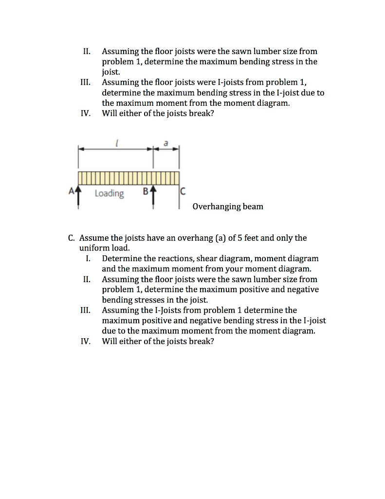 Solved Ii Assuming The Floor Joists Were The Sawn Lumber