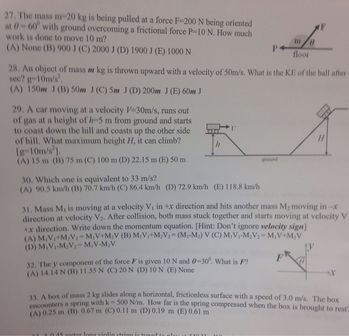 Solved The Mass M Kg Is Being Pulled At A Force F Chegg Com