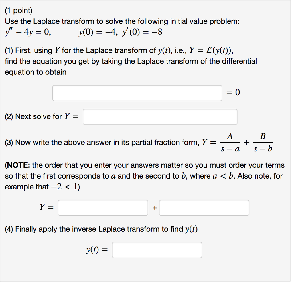 Solved Use The Laplace Transform To Solve The Following I Chegg Com