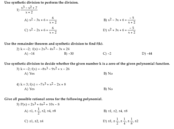 Solved Use Synthetic Division To Perform The Division X Chegg Com