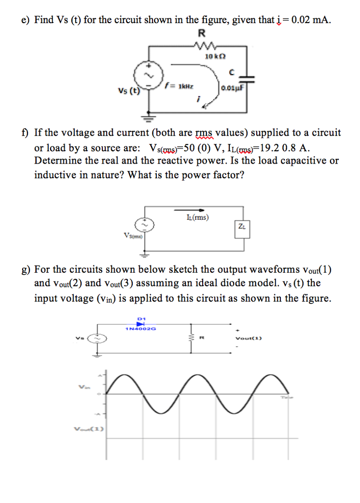 Solved E Find V S T For The Circuit Shown In The Figur Chegg Com