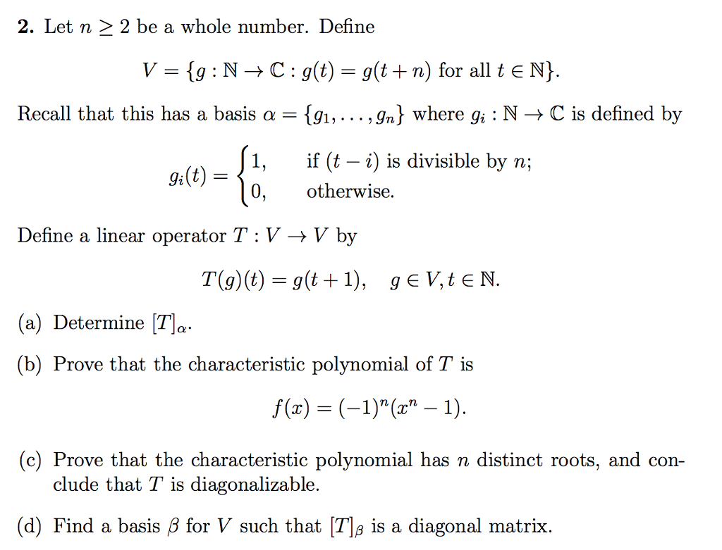 Solved 2 Let N 2 Be A Whole Number Define V G N Chegg Com