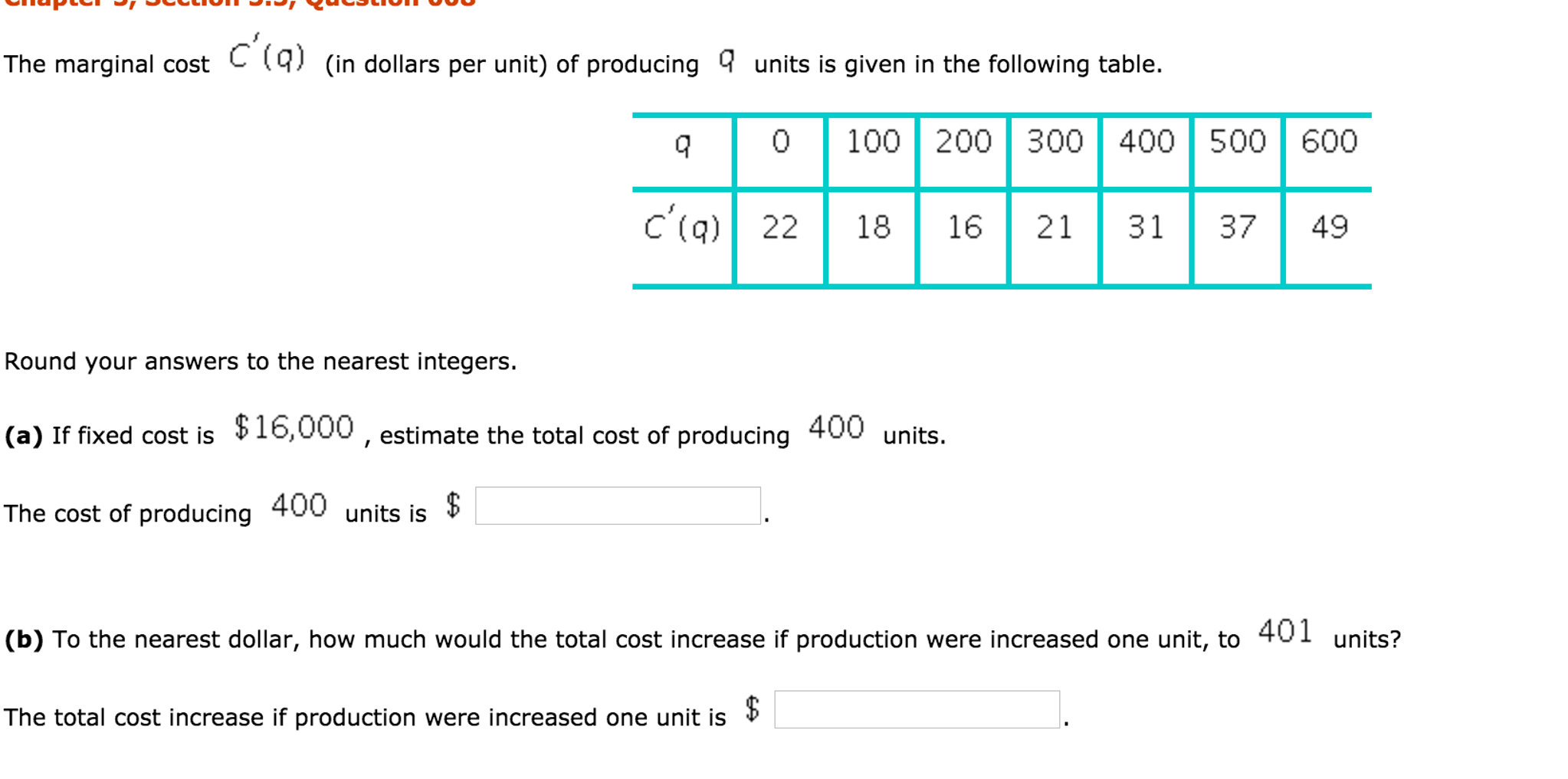 Solved The Marginal Cost C Q N Dollars Per Unit Of Chegg Com