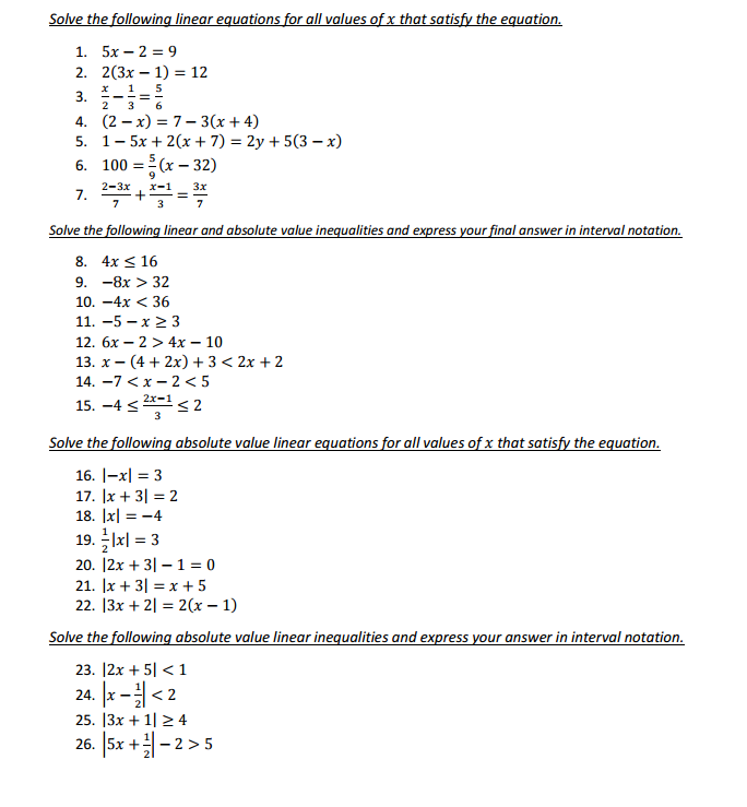 Solved Solve The Following Linear Equations For All Value Chegg Com