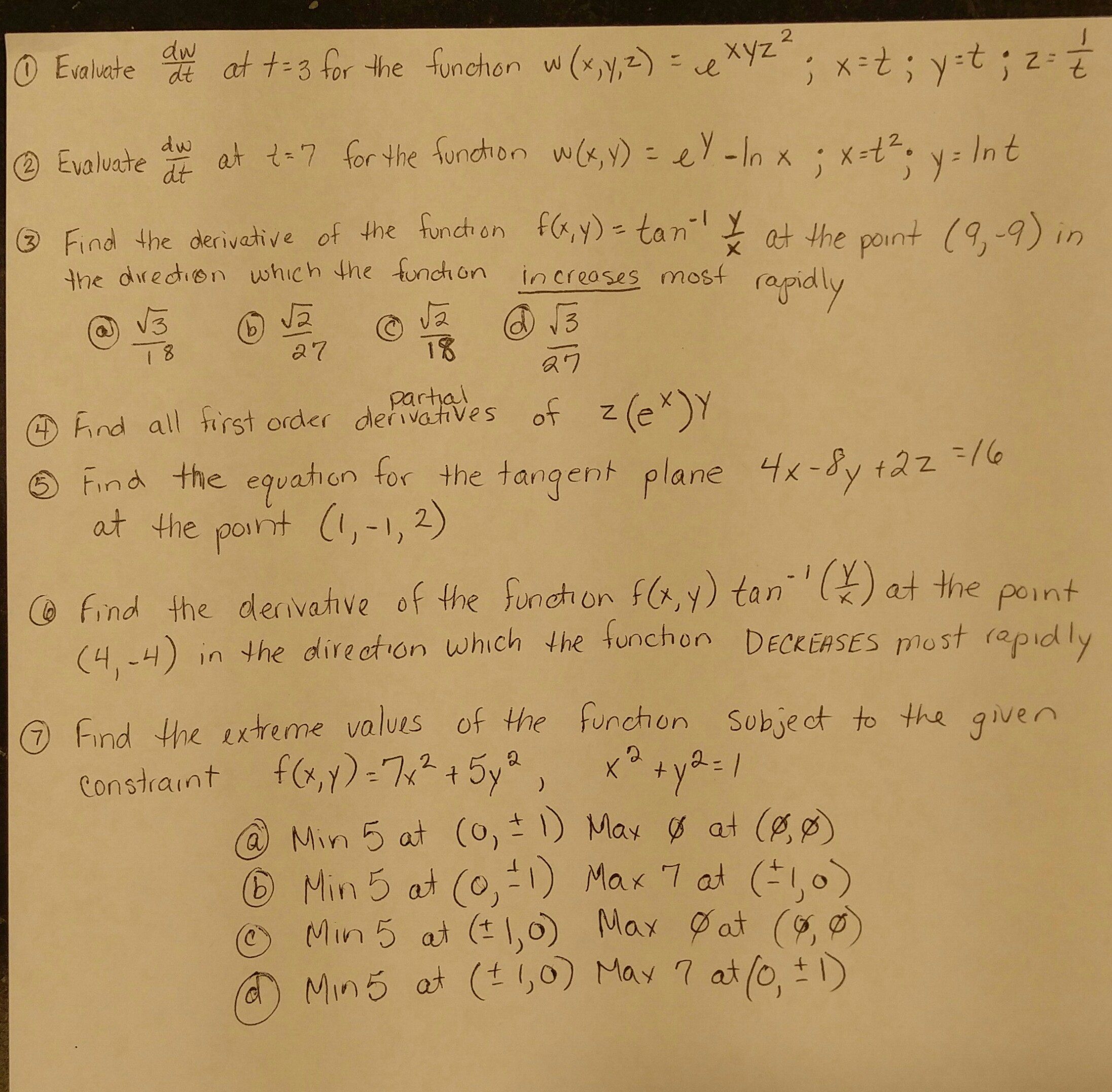 Solved Evaluate Dw Dt At T 3 The Function W X Y Z Xyz Chegg Com Solved Evaluate Dw Dt At T 3 The Function W X Y Z Xyz Chegg Com