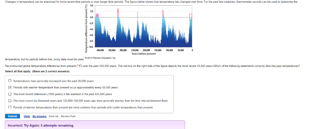 Solved Reconstructed Global Temperature Differences From