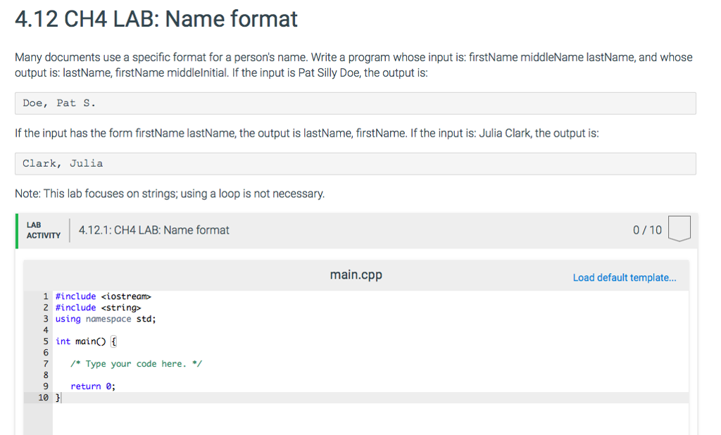 Solved 4.12 CH4 LAB Name Format Many Documents Use A Spe...