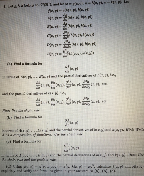 Solved Let G H K Belong To C 2 R 2 And Let W G U Chegg Com