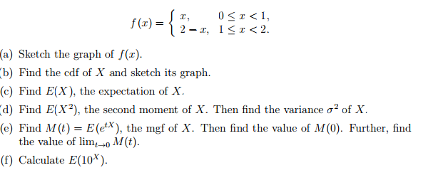 A Random Variable X Has A Pdf Given By I Have Done Chegg Com