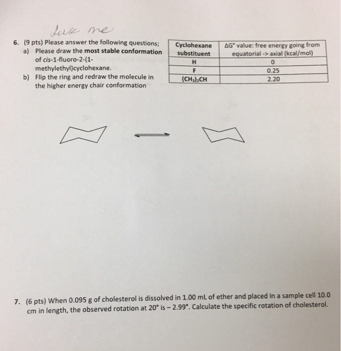 Solved Draw The Most Stable Conformation Of Cis 1 Fluoro