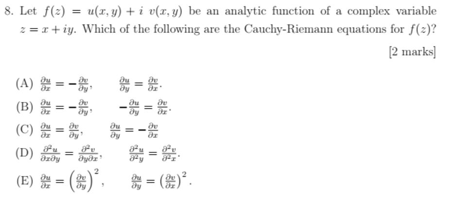 Solved Let F Z U X Y I V X Y Be An Analytic Func Chegg Com