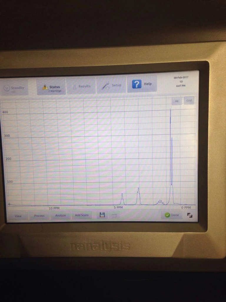 Stand by 400 200 100 Process Results Status 10 PPM Analyze Add scans Setup 5 PPM Help feb 2017 607 PM Hz Grid PPM Done R