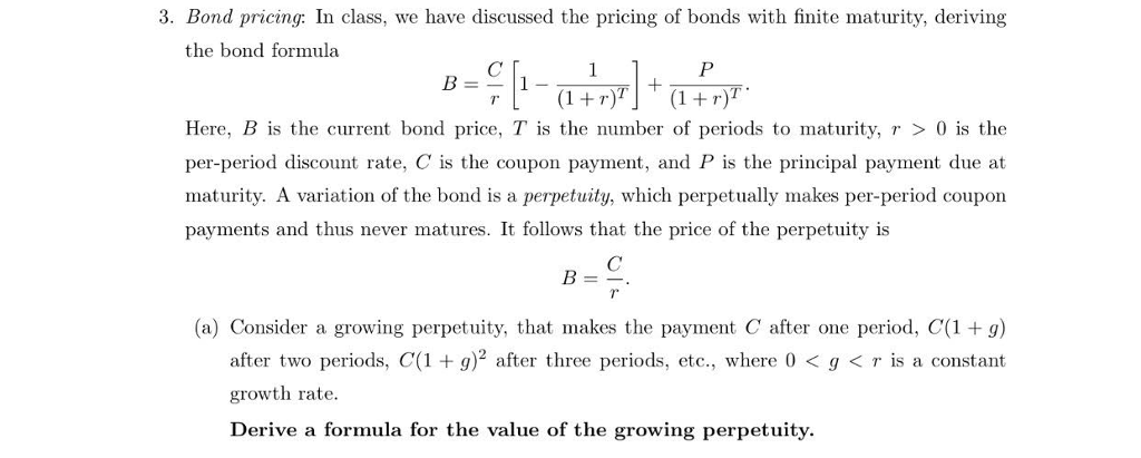 Solved 3 Bond Pricing In Class We Have Discussed The P Chegg Com