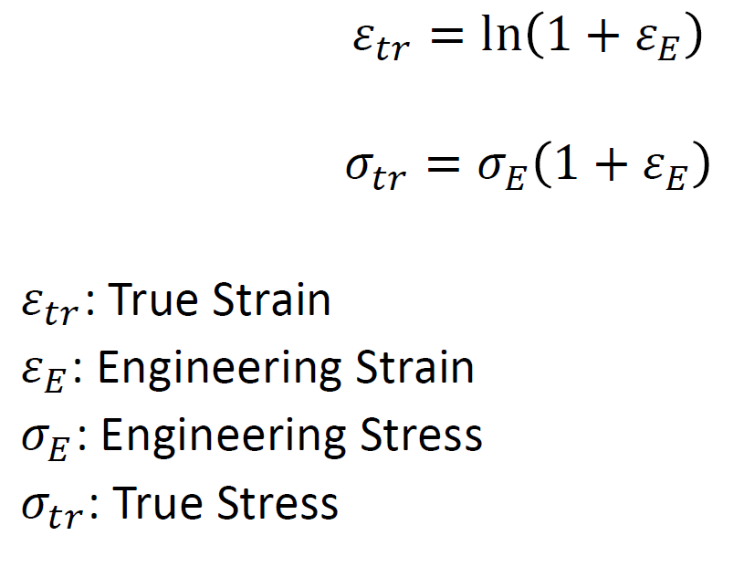 engineering stress vs true stress equation