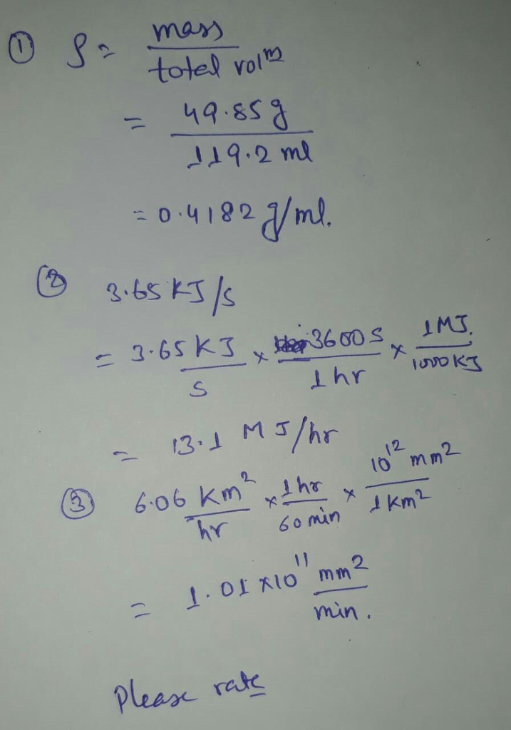 Question & Answer: 1. A 49.85 g piece of metal is dropped into a graduated cylinder with 104.7 mL of water. If the..... 1
